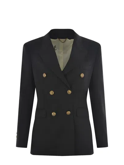 Golden Goose Double-breasted Jacket  Star In Gambardine In Black