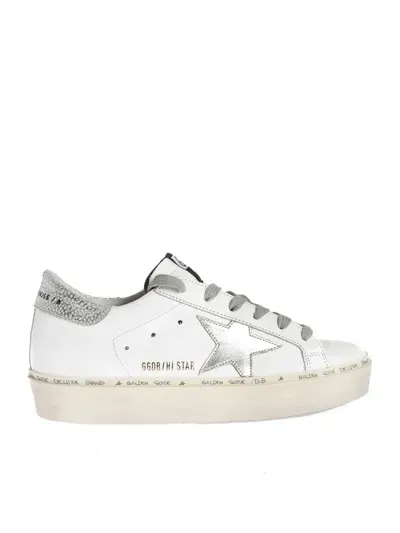 Golden Goose Hi Star Sneakers In White And Silver Star In Blanco