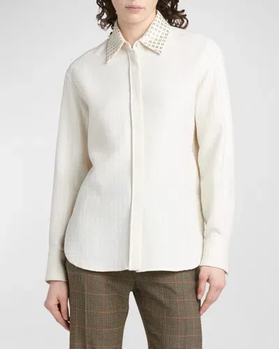 Golden Goose Journey 3d Check Regular Long-sleeve Shirt In White