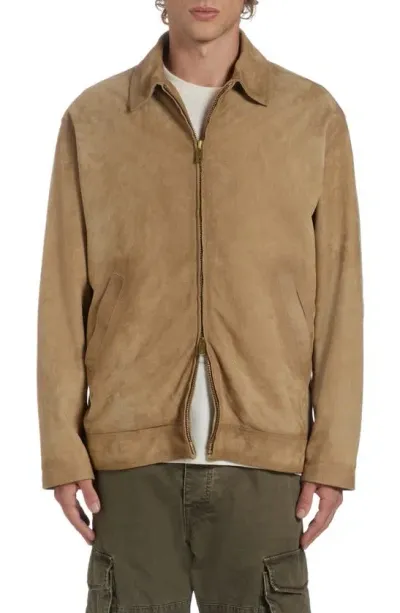 Golden Goose Men's Journey Waxed Leather Coach Jacket In Dark Taupe