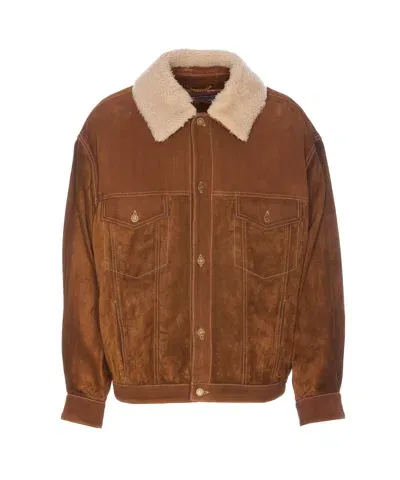 Golden Goose Journey Leather Jacket In Brown