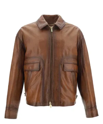 Golden Goose Leather Jacket In Multicolor