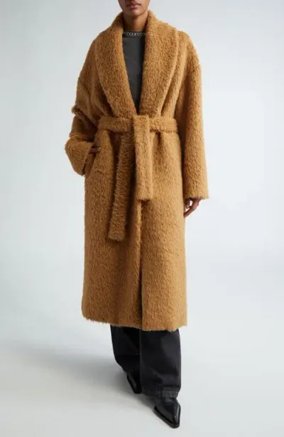 Golden Goose Journey Oversize Alpaca Blend Belted Coat In Tobacco Brown