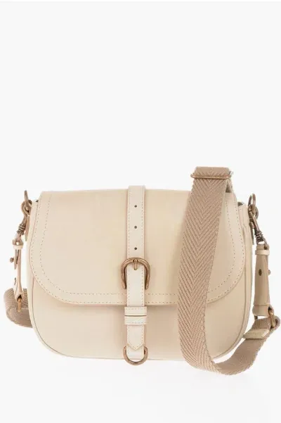 Golden Goose Buckled Leather Crossbody Bag In Neutrals