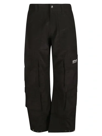 Golden Goose Logo Cargo Trousers In Black