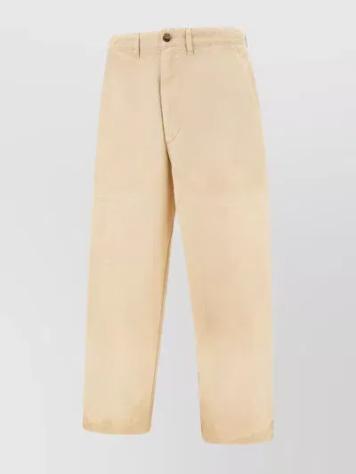 Golden Goose Tapered-leg Cotton Trousers In Beige