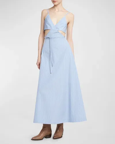 Golden Goose Mariel Stripe Cut-out Maxi Dress In Blue