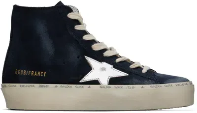 Golden Goose Navy Hi Francy Classic Sneakers In Blue/silver 50571