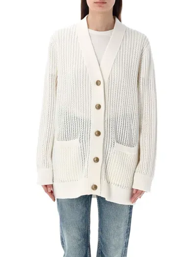 Golden Goose Openwork Cotton Cardigan In Antique White