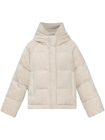 Golden Goose Deluxe Brand Hooded Padded Corduroy Jacket In Cream