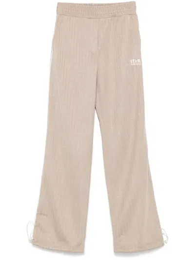 Golden Goose Star Wide Leg Trackpants In Powder