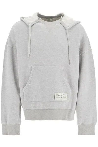 Golden Goose Printed Hoodie With Hood In Gray