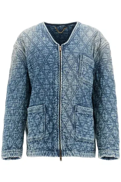 Golden Goose Quilted Denim Jacket In Blue