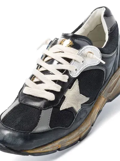 Golden Goose Running Dad Net And Nappa Leather Upper Suede Star Shoes In Black