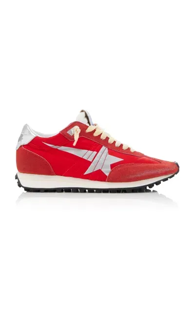 Golden Goose Marathon Suede-trimmed Sneakers In Red