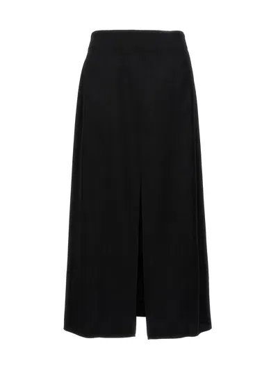 Golden Goose Journey Wool Gabardine Midi Skirt In Black  