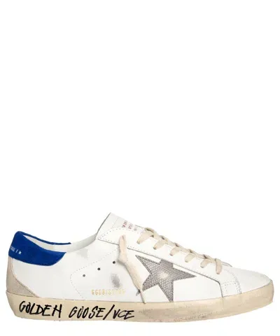 Pre-owned Golden Goose Sneaker Herren Super-star Gmf00102.f004797.11554 White - Grey Blu In Weiss