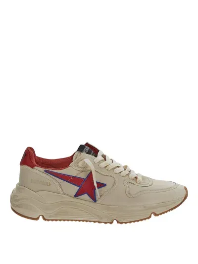 Golden Goose Men's Running Sole Nylon Runner Sneakers In Beige Red