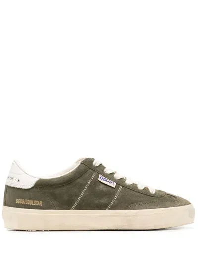 Golden Goose Soul Star Suede Sneakers In Dark Brown,milk