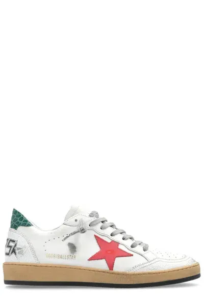 Golden Goose Star Patch Low-top Sneakers In White Mineral Red Green