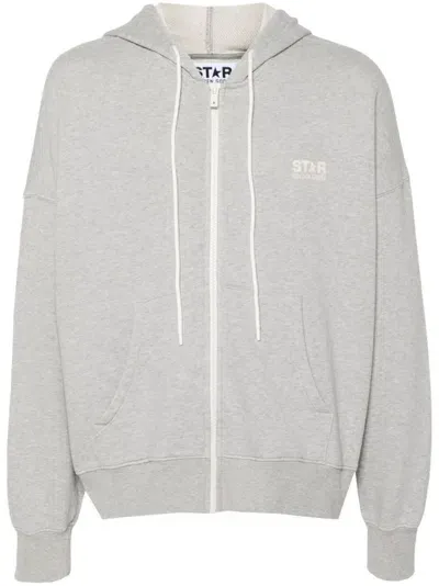 Golden Goose `star` Zipped Hoodie Logo Printed In White