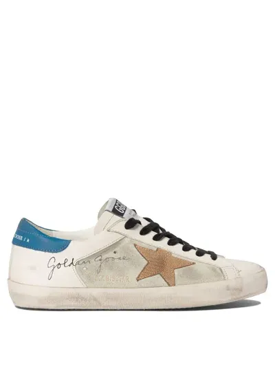 Golden Goose Super Star Sneakers In White/ice/beige/blue