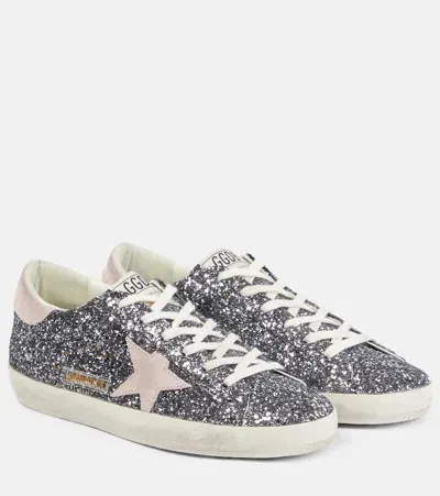 Golden Goose Super-star Glitter Sneakers In Silver