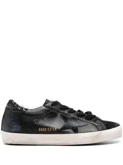 Golden Goose Super Star Leather Sneakers In Black