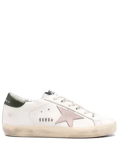 Golden Goose Super Star Leather Sneakers In Verde Scuro