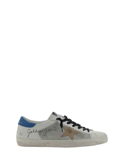 Golden Goose Super Star Sneakers In White/ice/beige/blue