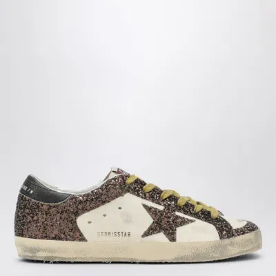 Golden Goose Super-star White/brown Sneakers With Glitter Women