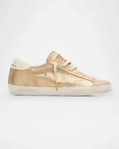 Golden Goose Superstar Glitter Suede Low-top Sneakers In Platinumcream