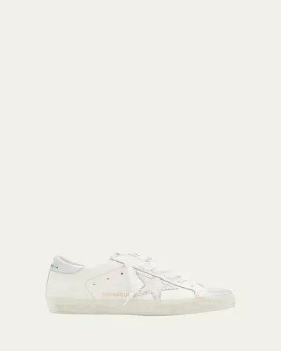 Golden Goose Super-star Leather Sneakers In Optic White Silver