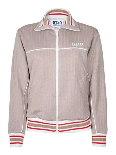 Golden Goose Sweatshirt In Technical Fabric With Star Logo In Neutrals