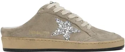 Golden Goose Taupe Ball Stay Sabot Sneakers In Taupe/silver 60372