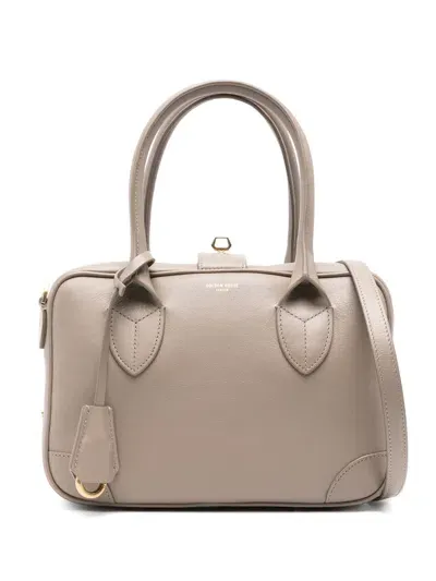 Golden Goose Logo-print Leather Tote Bag In Taupe