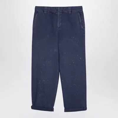 Golden Goose Trousers With Splash Details In Blue