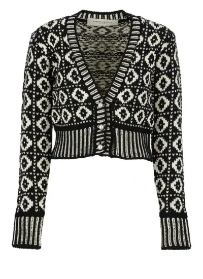 Golden Goose Wool Cardigan With Geometric Pattern In Black