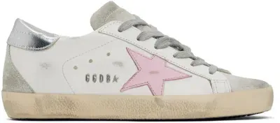 Golden Goose White & Gray Super-star Sneakers In 81482 White/pink/sil