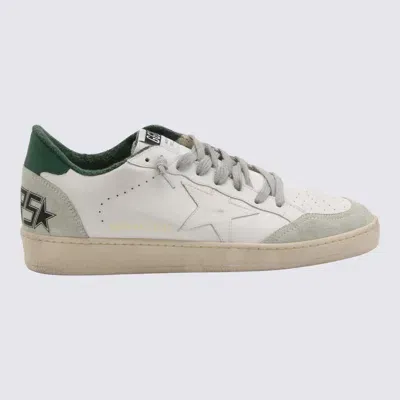 Golden Goose White And Green Leather Ball Star Snakers In White/ice/green