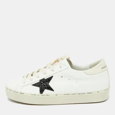 Pre-owned Golden Goose White Leather Hi Star Lace Up Sneakers Size 42