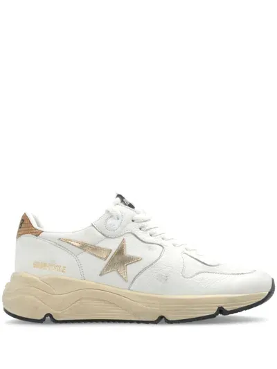 Golden Goose Running Sole Leather Sneakers In White