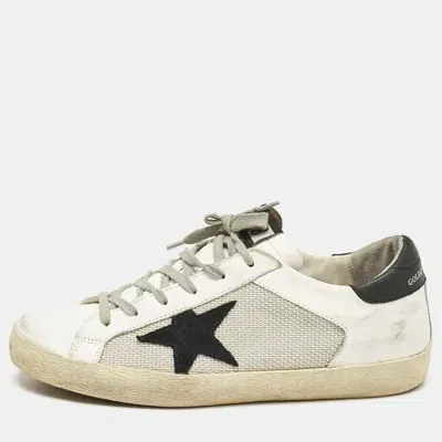 Pre-owned Golden Goose White Mesh And Leather Superstar Lace Up Sneakers Size 40