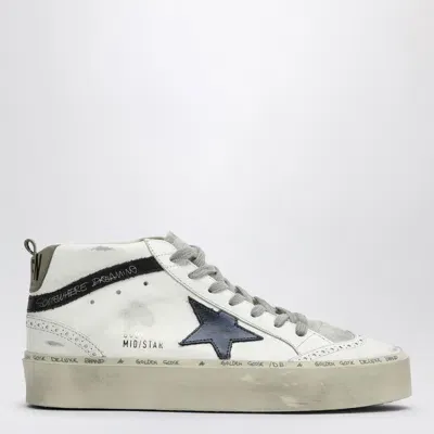 Golden Goose White Mid Star Trainer With Blue Star