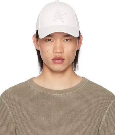 Golden Goose White Star Baseball Cap In 20103 Papyrus