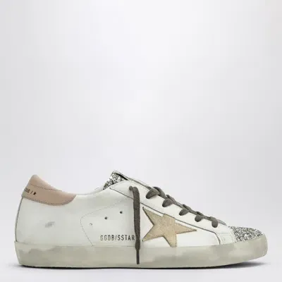 Golden Goose Women's White/platinum Super Star Trainer With Glitter Sneaker | Size 41 | Gwf00102f006236