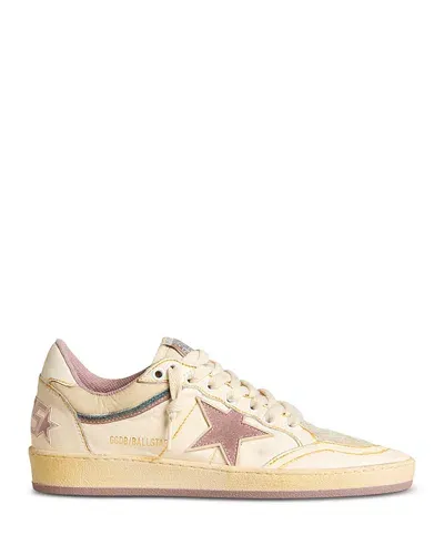 Golden Goose Women's Ball Star Almond Toe Star Patch Sneakers In White/mauve/blue