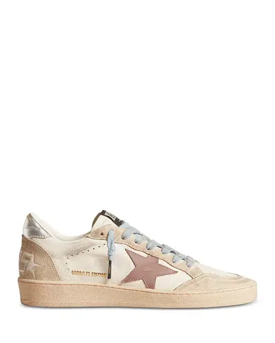 Golden Goose Women's Ballstar Almond Toe Star Patch Sneakers In Whitetwhite/twilight Mauve/seedpearl/cry