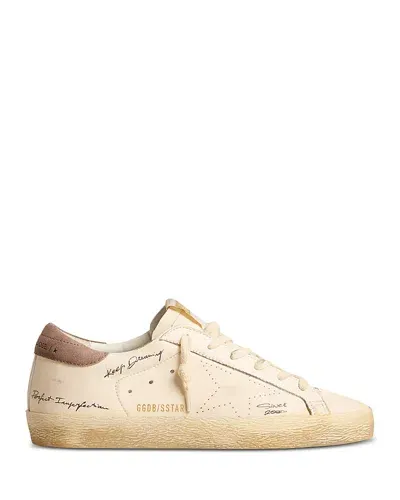 Golden Goose Women's Super Star Almond Toe Doodle Sneakers In White/cinder