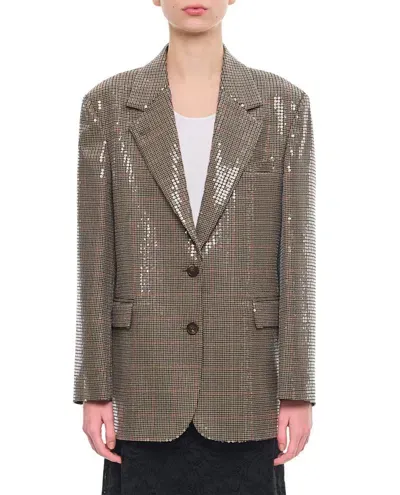 Golden Goose Wool Pied De Poule Over Jacket In Brown